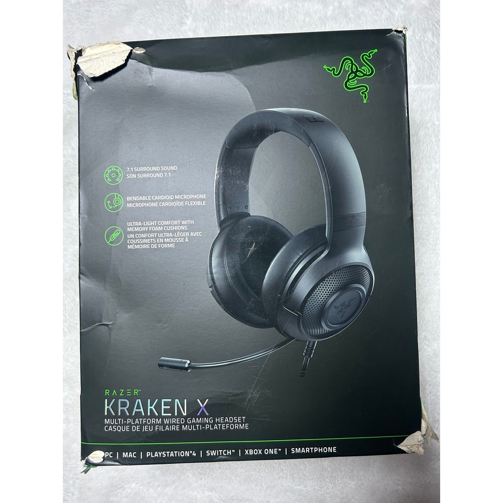 Razer Kraken X Wired Gaming Headset 7.1 Surround Sound Black Multi-Platform